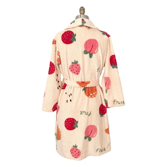 Graphic Plush Robe with Strawberries, Fruits NWOT - Picture 5 of 6